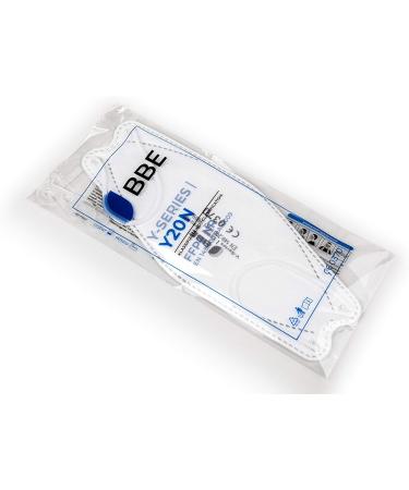 BBE Y20N FFP2 Mask | CE Certified German Manufacturer | Individually Packed | EN149:2001+A1:2009 | Ultralight & Large Size | Free Mask Clip | Pack of 5 - Buy Online on GoSupps.com