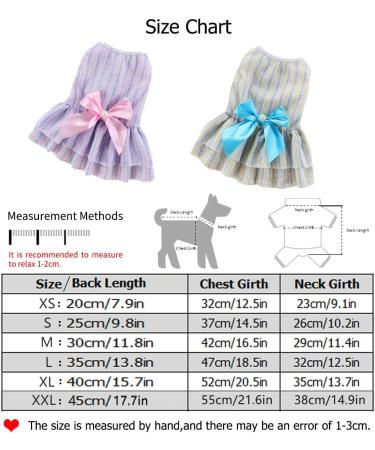 Barrageon Dogs Kneid Sweet Princess Rock Clothing - Summer Bowknot Outfit for Puppies & Cats | Blue Yellow Stripes | Medium Size (20 cm Back Length) - Buy Online on GoSupps.com