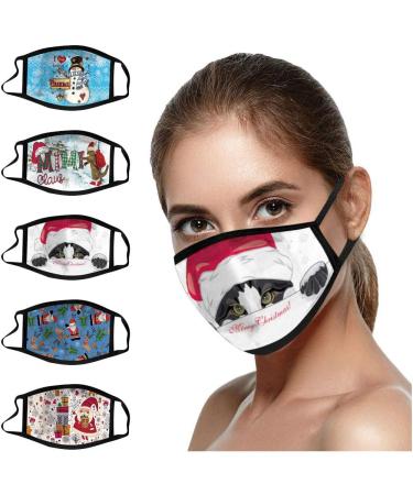Riou 5-Piece Christmas Washable Bandana Neck Gaiter - Comfortable & Breathable Mouth and Nose Protection for Men & Women - Buy Online on GoSupps.com