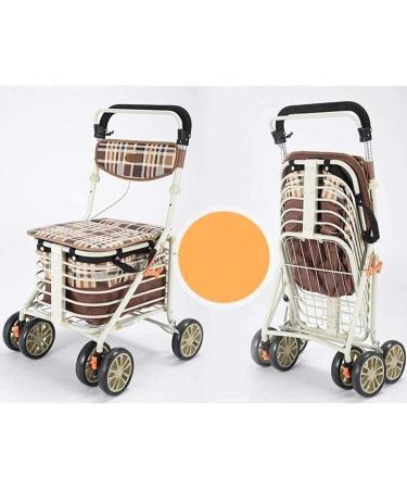 Multifunctional Elderly Walker The Elderly Can Push & Sit Lightweight Folding Spray-Painted Steel Shopping Cart with Duffel Bag and Decoration - Buy Online on GoSupps.com