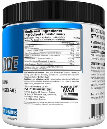 Evlution Intense Pump Pre Workout Powder - Evlution Nutrition Stim Free Nitric Oxide Booster Supplement for Enhanced Focus Energy Endurance and Vascularity (30 Servings) - Blue Raz - Buy Online on GoSupps.com