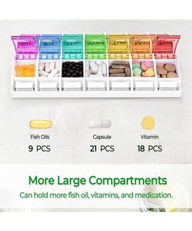 7 Days AM PM Pill Organizer - BPA-Free 2 Times a Day Large Weekly Pills Case for Vitamins and Medicine - Buy Online on GoSupps.com