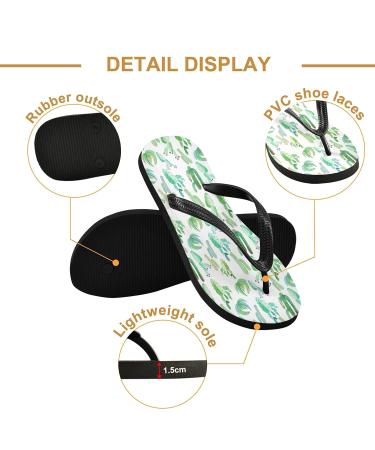 Mnsruu Tropical Cactus Flip Flops - Green Multicolor Size M/L | Unique Summer Footwear for Comfort and Style - Buy Online on GoSupps.com