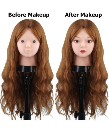 Topdirect 60cm Hair Makeup Doll Head | Real Hair Practice Head for Hairdressers | DIY Hairstyles Set - Brown - Buy Online on GoSupps.com