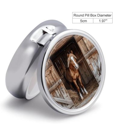Travel Pill Box with 3 Compartments - Portable Medicine Organizer for Purse & Pocket - Straw & Horse Print - Buy Online on GoSupps.com