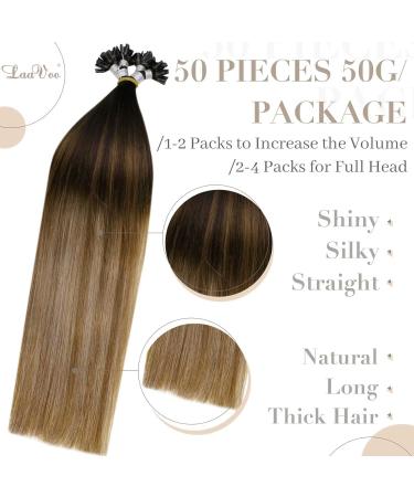 Buy Laavoo Real Hair Extensions | Ombre Brown U Tips | Keratin Bonding 50cm & 40cm | Dark Brown Balayage - Buy Online on GoSupps.com