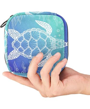 Buy Eco-Friendly Sea Turtle Pattern Menstruation Pad Bag with Zipper - Stylish Tampon & Napkin Bags for Women & Girls | International Shipping Available - Buy Online on GoSupps.com