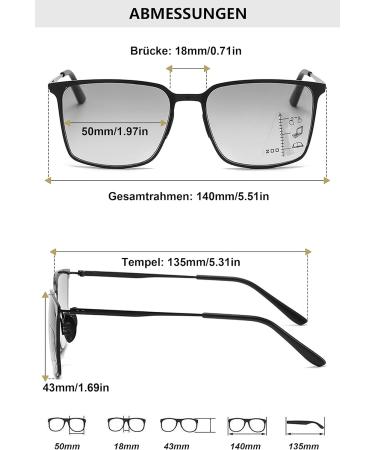 Buy Lanomi Blue Light Filter Progressive Reading Glasses - UV Protection Multifocal Sun Readers for Men & Women | Stylish Metal Design Black 2.0x - Buy Online on GoSupps.com