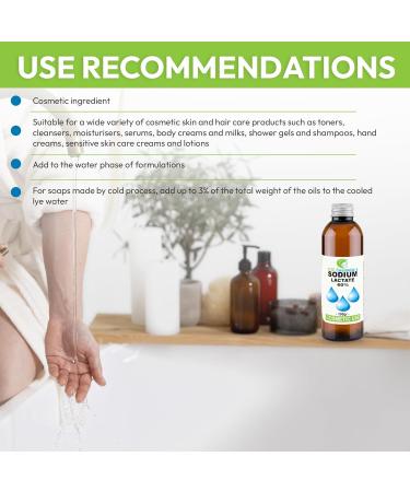 ETC Cosmetic s Sodium Lactate 60% - 100g (Bottle 3/4 full) - Use: For bar soaps it is helpful to produce a harder bar that lasts longer | An excellent additive - Buy Online on GoSupps.com