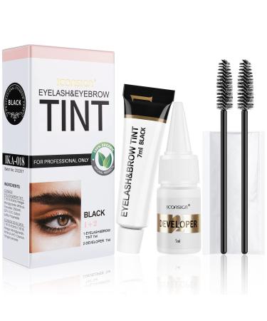 YUOLITA Eyelash Tint Kit 2 in 1 Black  Lash Lift Kit Professional Eyelash & Eyebrow Kit Lasting for 6 Weeks DIY Hair Dying for Salon & Home Use - Black