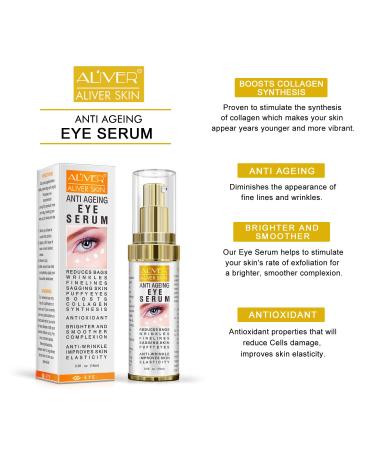 FGHJ Anti Ageing Eye Serum - 0.5 fl.oz - Reduces Wrinkles, Puffy Eyes, Dark Circles & Crow's Feet - Hydrating & Lifting Eye Cream - Buy Online on GoSupps.com