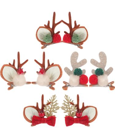 LIFKOME 4 Pairs Reindeer Antlers Hair Clip Christmas Hair Barrettes Xmas Hair Clip Elk Deer Animal Horns Headpiece Deer Horn Ears Christmas Hair Accessories