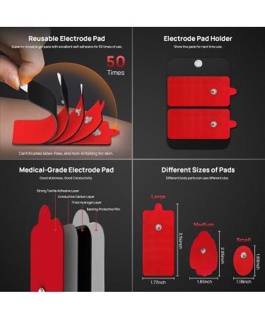 High-Quality TENS Unit Replacement Pads - Reusable 35+ Uses Snap Electrode Pads (16PCS) for Ultimate Pain Relief - Buy Online on GoSupps.com