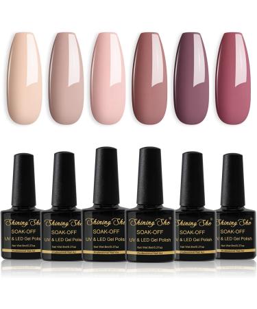Shining She Gel Nail Polish Set - 6 Neutral Nude Colors - Soak-Off UV/LED Formula - Perfect Gift for Nail Art Enthusiasts - 8ML - Buy Online on GoSupps.com