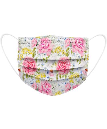 10pcs Adult Disposable Masks - Breathable 3-Layer Floral Motif Protection | Non-Woven Mouth-Nose Cover for Women | International Shipping Available - Buy Online on GoSupps.com