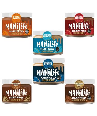 ManiLife Peanut Butter Pick N Mix - Choose From 6 Flavours | Original-Roast Deep-Roast Original Roast-Smooth Deep Roast-Smooth Rich Cocoa-Smooth & Crunchy - Pack of 2 x 275g 275 g (Pack of 2)