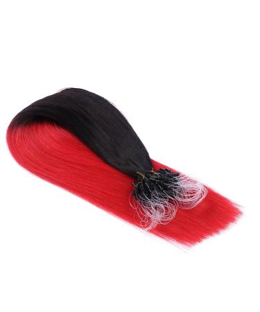 Micro -ring/loop hair extensions (#1b/red ombre - 50 cm - 150 strands - 1g) 100% remy real hair hair extension micro ring remy quality very easy to use - by hair -professional 150 strands - 50cm - 1g (total 150g)))
