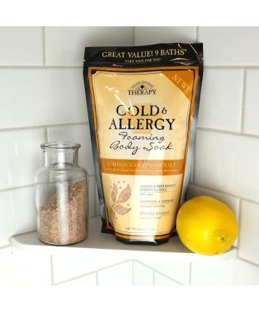 Village Naturals Therapy Cold & Allergy Foaming Body Soak 36 oz Pack of 2 | Epsom Salt, Essential Oils, Sea Salt - Soothing Bubbles - Buy Online on GoSupps.com