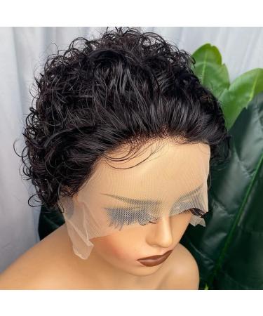 Carleaty Short Curly Pixie Cut Wig | 13x1 Lace Front Human Hair Wig for Black Women | Pre-Plucked | 6 Inch | 1B Color - Buy Online on GoSupps.com