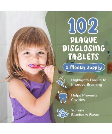 Plaque Disclosing Tablets for Kids & Adults - 102 Count Blueberry Flavor | Healthy Brushing Habits | Dentist Tested - Buy Online on GoSupps.com