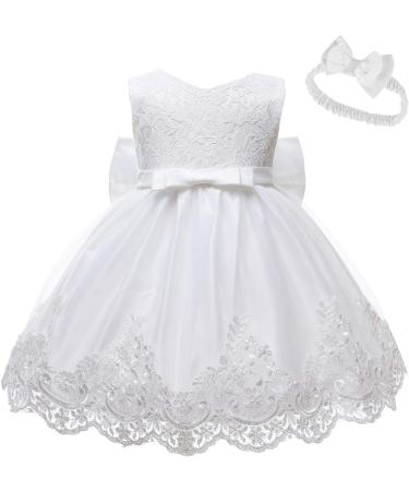 LZH Baby Girls Lace Dress | Bowknot Flower Wedding Pageant Tutu Gown 18-24 Months - White - Buy Online on GoSupps.com
