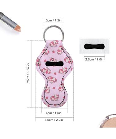 Poceacles Women's and Girls' Keychain - Lipstick - Glossy Lip Balm - Neoprene Pouch - Wrist Strap Strawberry Pink Cow - Buy Online on GoSupps.com