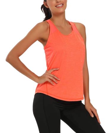 Aeuui Women's Racerback Tank Top | Mesh Yoga Shirt for Gym and Running | Orange - Small - Buy Online on GoSupps.com