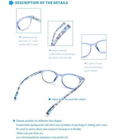 HEEYYOK Women's Round Frame Reading Glasses 3.00 - 4 Pack Colorful Fashion Readers with Spring Hinges - Buy Online on GoSupps.com