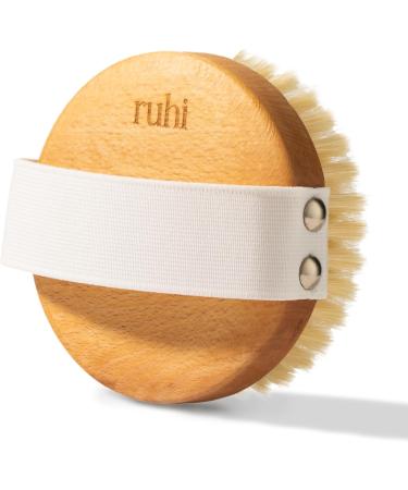 Ruhi Natural Body Brush - 100% Bristle FSC Beech Wood Plastic-Free Dry Brush for Massage & Lymphatic Drainage Anti-Cellulite Solution - Buy Online on GoSupps.com