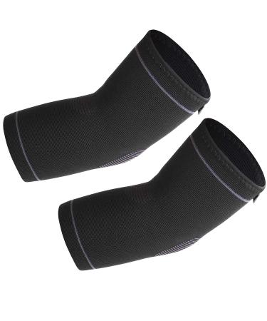 Elbow Brace Compression Support Sleeve (Pair) Pain Relief & Inflammation from Tendonitis Tennis Golf Elbow Arthritis. Provide Protection for Workout Weightlifting Tennis Black Large