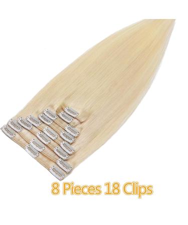 SEGO Clip-In Extensions | Real Remy Human Hair | Platinum Blonde #60 | 18 (45cm) | Heat-Resistant & Smooth | 80g - Buy Online on GoSupps.com