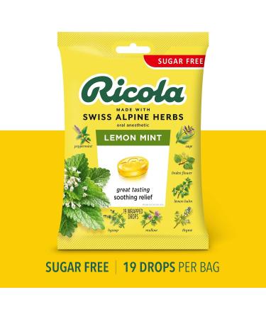 Lemon Mint Sugar Free Ricola Cough Drops - 19 Lozenges - Buy Online on GoSupps.com