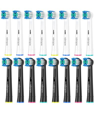 Wokuqiu attachment brushes compatible with brown oral b electric toothbrush sentence 16 precision replacement brush heads for oral b per smart vitality genius triumph teen kids (8 white+8schwarz) - Buy Online on GoSupps.com
