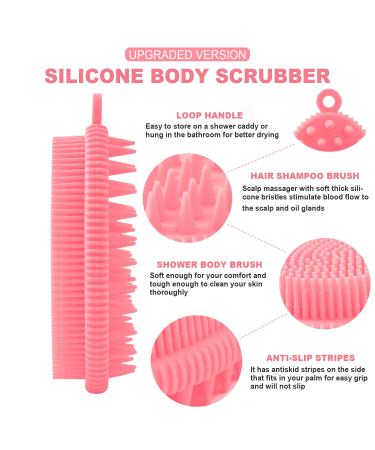 Upgrade Your Shower Experience: Pink Bathing & Shampoo Brush for Body Peeling Dandruff Removal & Enhanced Hygiene - Buy Online on GoSupps.com
