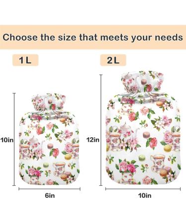 Naanle 2L Hot Water Bottle with Lid - Transparent Floral Design for Pain Relief & Therapy - Ideal for Back Hand and Foot Warmth - Buy Online on GoSupps.com