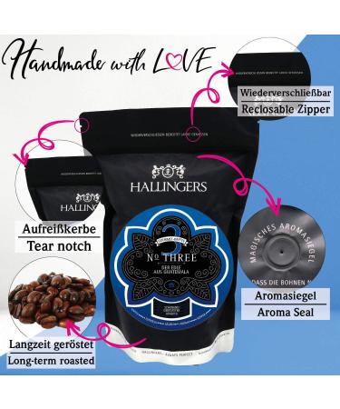 Hallingers No. Three Gourmet Coffee - 500g Swiss Water Processed - Ideal Mother's Day & Father's Day Gift | Best Coffee for New Home & New Year's Recovery - Buy Online on GoSupps.com