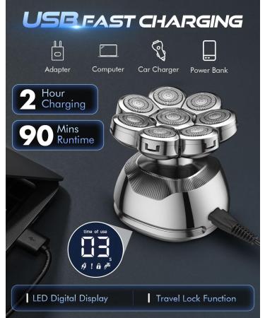 Rantizon Electric Head Shaver for Men - 8D Upgraded 6-in-1 Bald Head Shaver - Waterproof Wet/Dry Razor for Beard Grooming - Cordless Rechargeable - Buy Online on GoSupps.com