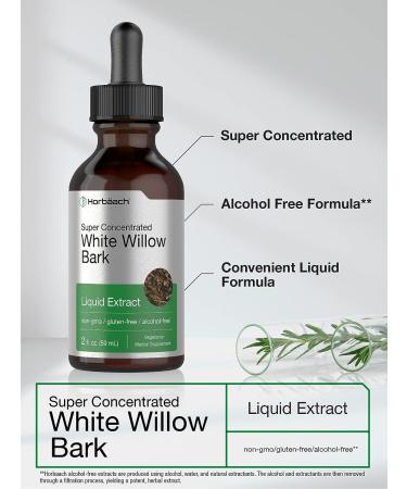 White Willow Bark Extract 2 fl oz - Alcohol Free Liquid Tincture | Super Concentrated | Vegetarian Non-GMO Gluten Free | Horbaach - Buy Online on GoSupps.com
