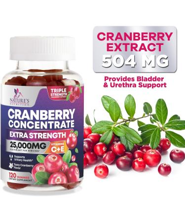 Cranberry Gummies 500mg - 50:1 Cranberry Extract Urinary Tract Support Made with 25 000mg Helps Cleanse & Protect Cran Berry Gummy Supplement + Vitamin C Chewable Cran for Women - 120 Gummies 120 Count (Pack of 1) - Buy Online on GoSupps.com