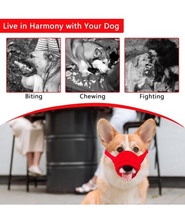 Yaodhaod XXL Red Dog Muzzle Breathable Nylon Mesh Adjustable Straps for Biting Chewing & Barking - Fast-Sitting Convenient Design - Buy Online on GoSupps.com