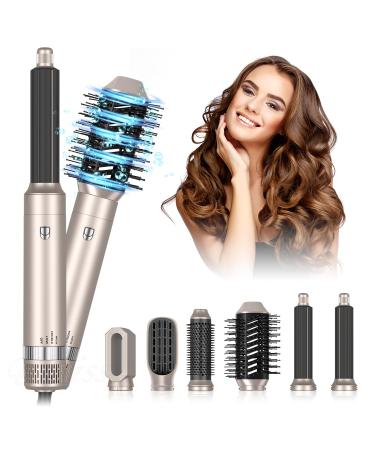 6 in 1 Air Styler Hot Air Brush Hair Dryer Brush Thermal Brush Magic Styler Hair Dryer Brush Hair Styling Appliances Hair Styler Straightening Brush (Gold)