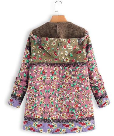 Shop Elegant Oversized Women's Teddy Plush Jacket - Long Winter Coat with Flower Pattern & Zip Hoodie - Buy Online on GoSupps.com