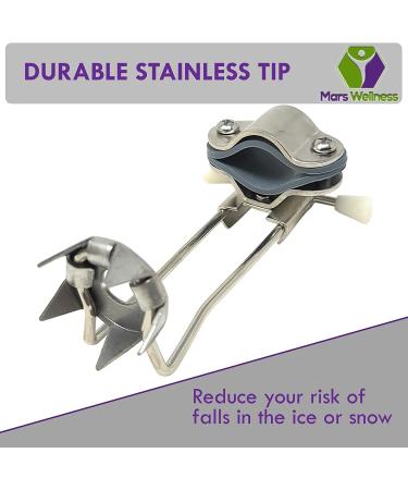 2-Pack Heavy Duty Metal 4-Prong Retractable Ice Cane Tip Attachment for Safer Walking in Ice and Snow - Buy Online on GoSupps.com