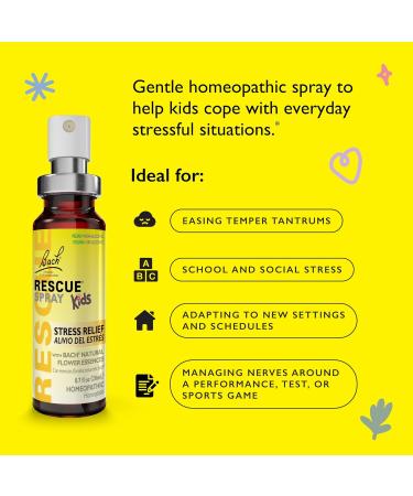 Bach RESCUE Kids Spray, Stress Relief for Children, Calming Aid, Homeopathic, Flower Essences, 20mL - Buy Online on GoSupps.com