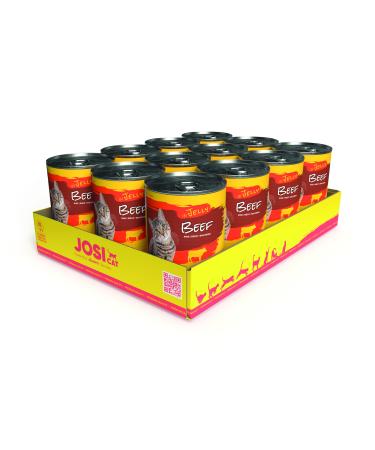 Josicat Beef in Jelly (12 x 400 g) |Cereal -free cat food with beef in jelly with vitamin D3 & e |Premium wet food for adult catsSole feed |Powered by Josera |12 pack