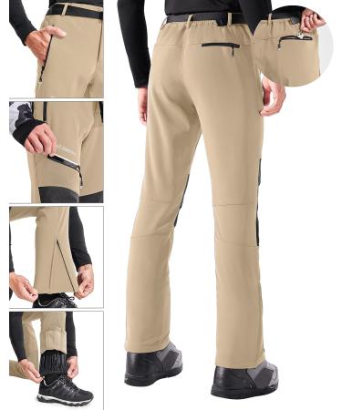 Ewedoos Waterproof Insulated Ski Pants - Men's Fleece Lined Snow Pants - Khaki, XX-Large 32 - Regular Length - Buy Online on GoSupps.com