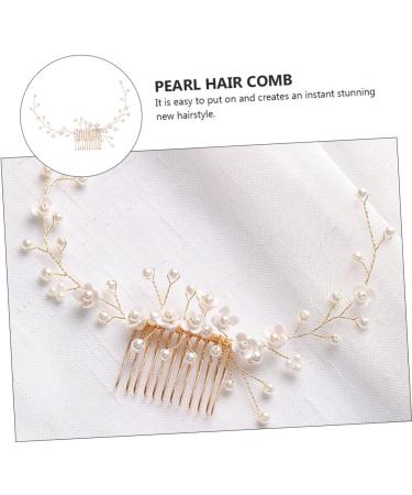 Mikinona Bridal Hair Comb Pearl Headpiece Pearl Headdress Bride Hair Comb Pearl Hair Combs Pearl Headwear Wedding Hair Comb Hair Accessories Bridal Headdress Handmade Headwear Decor - Buy Online on GoSupps.com