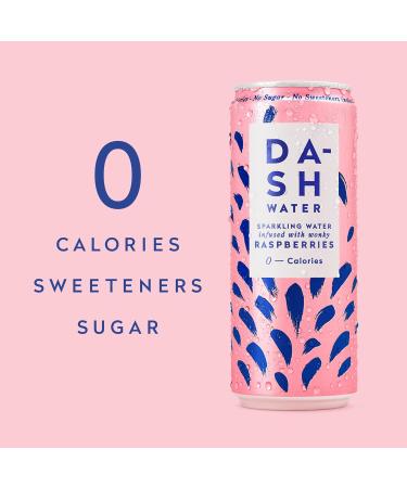 Dash Water Raspberry & Mango - 24 x Flavoured Sparkling Spring Water NO Sugar NO Sweetener NO Calories - Infused with Wonky Fruit (12 Raspberry & 12 Mango x 330ml cans) - Buy Online on GoSupps.com