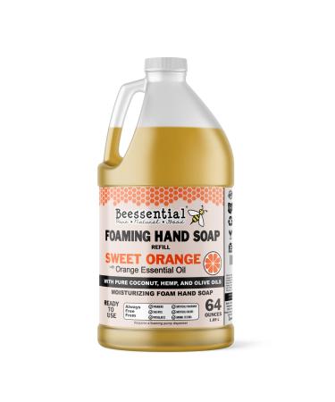 Beessential All Natural Bulk Foaming Hand Soap Refill  64 oz Orange | Made with Moisturizing Aloe & Honey - Made in the USA
