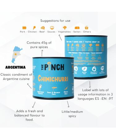  The Pinch THE PINCH Chimichurri Argentine Spices Salt Free. Prepare a 100% natural Chimichurri sauce for barbecues roasts and vegetable skewers. A healthy and easy to use seasoning. 45g package. - Buy Online on GoSupps.com